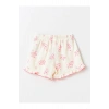 Beli Lastikli Çiçekli Kız Bebek Şort (S4)