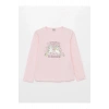 Bisiklet Yaka Baskılı Uzun Kollu Kız Çocuk Tişört (W3)