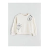 Bisiklet Yaka Çiçekli Kız Çocuk Sweatshirt (W5)