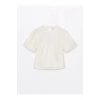 Bisiklet Yaka Fisto Detaylı Kısa Kollu Kız Çocuk Bluz