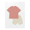 Bisiklet Yaka Kısa Kollu Basic Erkek Bebek Gömlek ve Şort 2li Takım (S4)