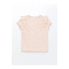 Bisiklet Yaka Kısa Kollu Çiçek Desenli Kız Bebek Tişört (S4)