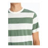 Bisiklet Yaka Kısa Kollu Çizgili Penye Erkek Tişört
