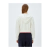 Cepli Uzun Kollu Crop Kapüşonlu Fermuarlı Sweatshirt