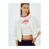 Crop Kapüşonlu Fermuarlı Sweatshirt 5WAK10056EK EKRU