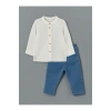 Ekru Hakim Yaka Erkek Bebek Gömlek Ve Pantolon 2li