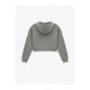 Fermuarlı Kapüşonlu Crop Gri Kadın Sweatshirt 6WAL10483IK