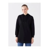 Kapüşonlu Düz Uzun Kollu Kadın Sweatshirt Tunik