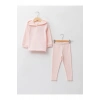 Kapüşonlu Uzun Kollu Basic Kız Bebek Sweatshirt Ve Tayt 2li Takım