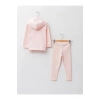 Kapüşonlu Uzun Kollu Basic Kız Bebek Sweatshirt Ve Tayt 2li Takım