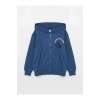 Kids Kapüşonlu Baskılı Uzun Kollu Erkek Çocuk Fermuarlı Sweatshirt