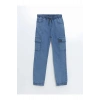 LC WAİKİKİ LCW Kids Orta İndigo Beli Lastikli Erkek Çocuk Kargo Jean Pantolon