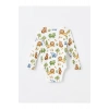 LCW baby Bej Baskılı Uzun Kollu Erkek Bebek Çıtçıtlı Body 2li