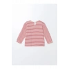 LCW baby Bisiklet Yaka Çizgili Kız Bebek Tişört