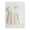 LCW baby EKRU Bebe Yaka Çiçekli Kız Bebek Elbise
