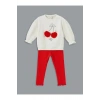 Lcw Baby Ekru Bisiklet Yaka Kiraz Baskılı Kız Bebek Sweatshirt Ve Tayt 2li