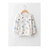 LCW baby Ekru Bisiklet Yaka Uzun Kollu Baskılı Pamuklu Erkek Bebek Sweatshirt