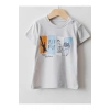 LCW baby Gri Bisiklet Yaka Kısa Kollu Baskılı Pamuklu Erkek Bebek Tişört 2li