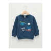 LCW baby İndigo Bisiklet Yaka Uzun Kollu Baskılı Erkek Bebek Sweatshirt