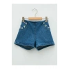 LCW baby Indigo Nakışlı Kız Bebek Jean Şort
