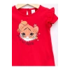 LCW baby Kırmızı Bisiklet Yaka Kısa Kol Baskılı Kız Bebek Tişört