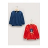 LCW baby Kırmızı Bisiklet Yaka Uzun Kollu Erkek Bebek Sweatshirt 2li