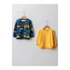 LCW baby Lacivert Bisiklet Yaka Uzun Kol Erkek Bebek Sweatshirt 2li
