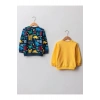 LCW baby Lacivert Bisiklet Yaka Uzun Kol Erkek Bebek Sweatshirt 2li