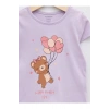 LCW baby Lila Bisiklet Yaka Kısa Kollu Baskılı Kız Bebek Tişört
