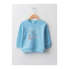 LCW baby Mavi Bisiklet Yaka Uzun Kollu Baskılı Erkek Bebek Sweatshirt