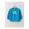 LCW baby Mavi Bisiklet Yaka Uzun Kollu Baskılı Pamuklu Erkek Bebek Sweatshirt