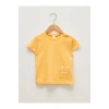 LCW baby SARI Bisiklet Yaka Kısa Kol Baskılı Kız Bebek Tişört