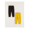 LCW baby Siyah Beli Lastikli Basic Erkek Bebek Jogger Eşofman Alt 2li