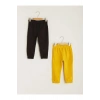 LCW baby Siyah Beli Lastikli Basic Erkek Bebek Jogger Eşofman Alt 2li
