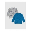 LCW baby Turkuaz Erkek Bebek Baskılı Sweatshirt 2li