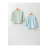 LCW baby Yeşil Bisiklet Yaka Uzun Kollu Basic Erkek Bebek Sweatshirt 2li