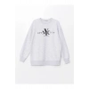 LCW Bisiklet Yaka Baskılı Oversize Kadın Sweatshirt