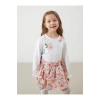 LCW Bisiklet Yaka Çiçekli Kız Çocuk Tişört