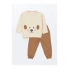 Lcw Bisiklet Yaka Nakışlı Erkek Bebek Sweatshirt Ve Eşofman Alt 2li Takım