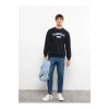 LCW Casual Lacivert Bisiklet Yaka Uzun Kollu Baskılı Erkek Sweatshirt