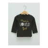 LCW ECO Siyah Bisiklet Yaka Uzun Kol Baskılı Kız Bebek Tişört