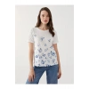 LCW Grace Beyaz Bisiklet Yaka Baskılı Kadın Tişört