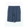 LCW Grace Indigo Beli Lastikli Keten Karışımlı Kadın Şort