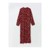 LCW Grace Kırmızı Bisiklet Yaka Çiçekli Kadın Elbise
