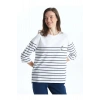 LCW Grace Siyah Bisiklet Yaka Çizgili Penye Kadın Tişört