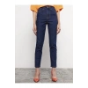 LCW Jeans İndigo Yüksek Bel Mom Fit Düz Cep Detaylı Kadın Rodeo Jean Pantolon