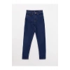 LCW Jeans İndigo Yüksek Bel Mom Fit Düz Cep Detaylı Kadın Rodeo Jean Pantolon