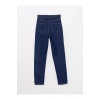 LCW Jeans İndigo Yüksek Bel Mom Fit Düz Cep Detaylı Kadın Rodeo Jean Pantolon