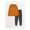 LCW Kids Baskılı Uzun Kollu Erkek Çocuk Hoodie ve Eşofman Altı