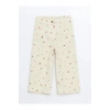 LCW Kids Bej Beli Lastikli Baskılı Kız Bebek Pantolon